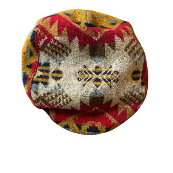 Rare Pendleton Large Wool Blend Tribal Aztec Southwestern Print Newsboy Cap w ba - Picture 5 of 7